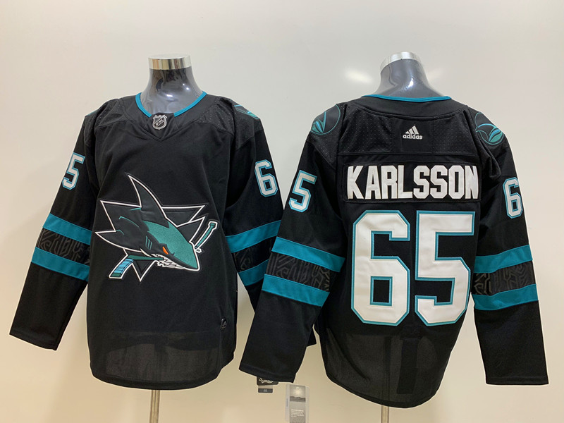 Men's San Jose Sharks Erik Karlsson #65 Black Breakaway Jersey
